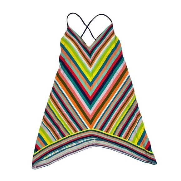 NWT Trina Turk Multicolor Aveiro Striped Scarf Coverup Dress
